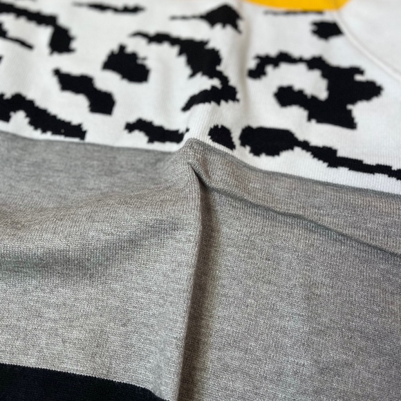 OnlyPuff Women Knitted Sweater Striped Long-Sleeve Leopard Pullover Top - Picture 6 of 10